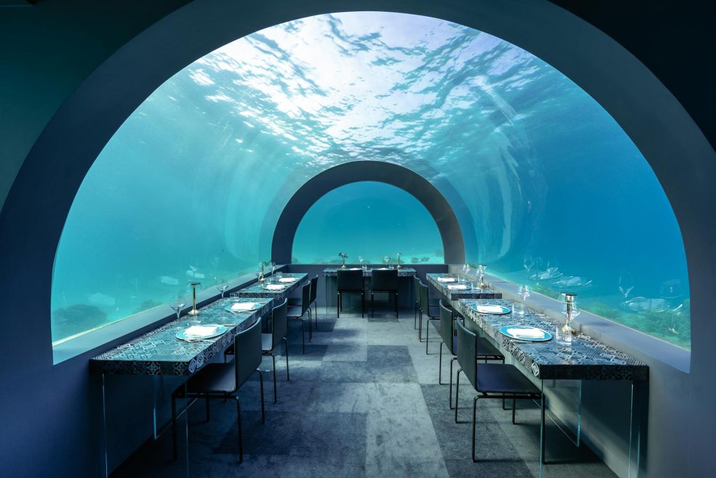 Exclusive underwater restaurant Maldives luxury resort