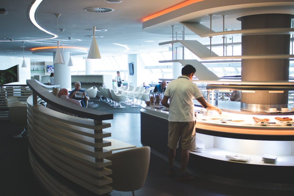 Executive airport lounges with modern design and buffet service area 2025